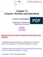 Enzyme-Kinetics and Specificity: Modified by Chung-Ming Lin Department of Biotechnology Ming Chuan University