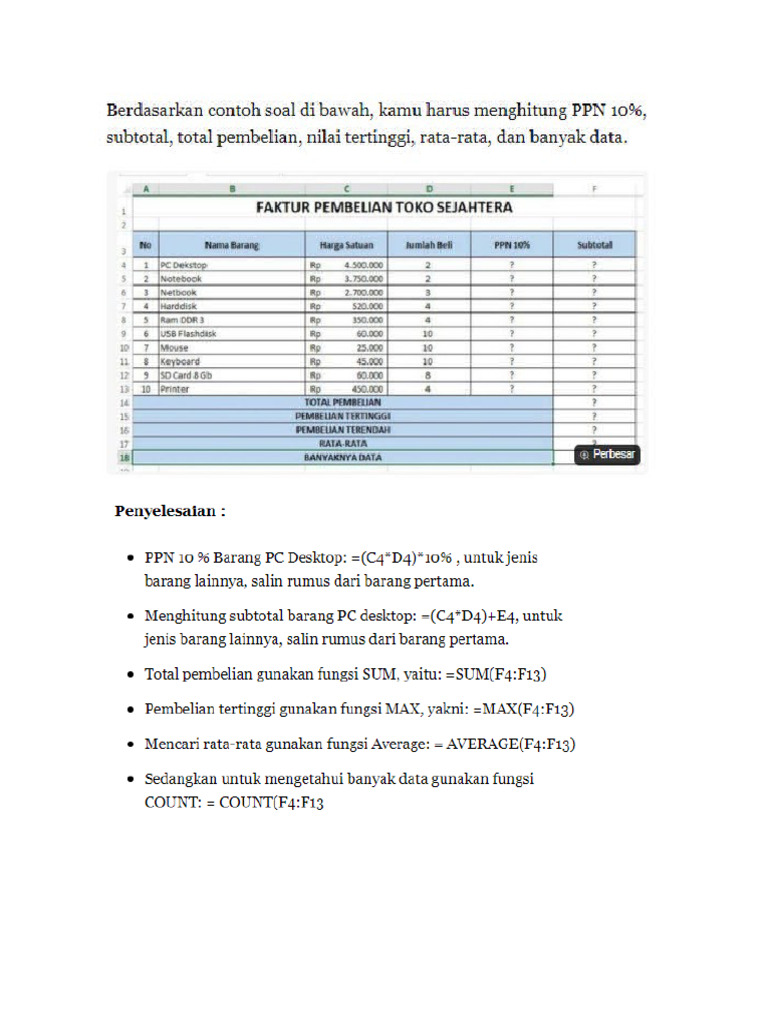 Latihan excel pdf