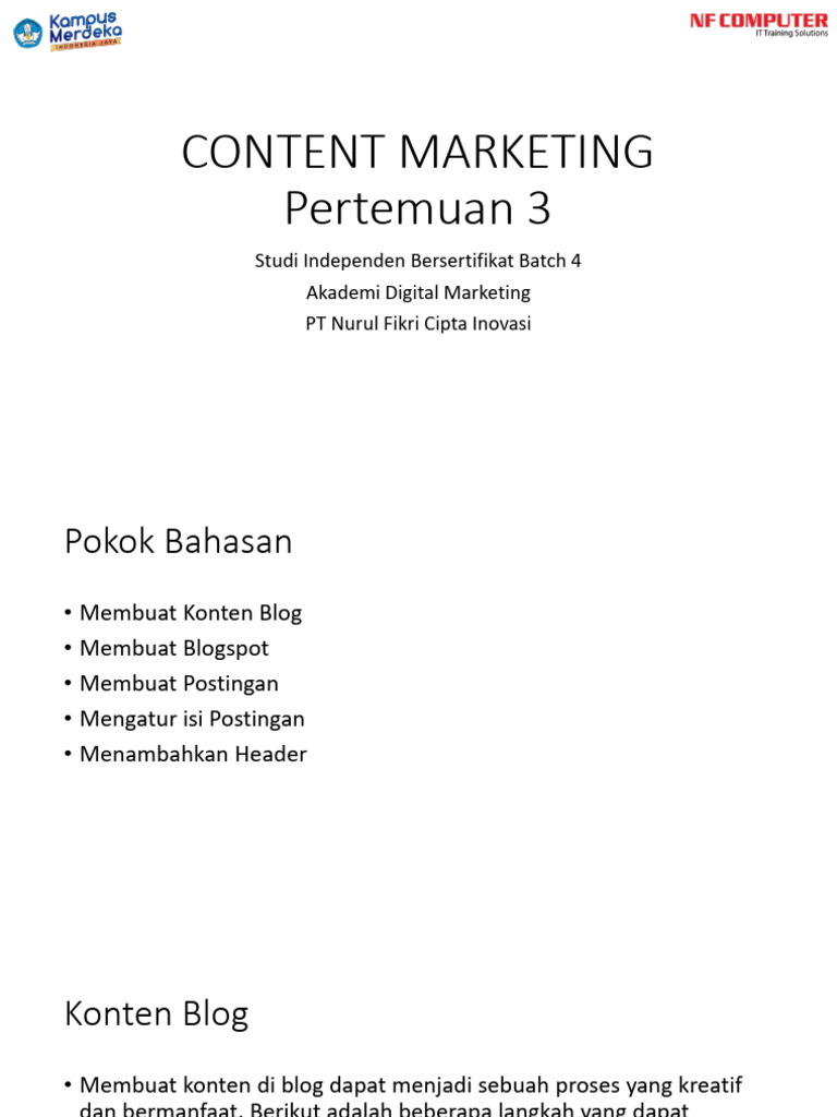 Panduan Membuat Konten Blog Efektif | PDF