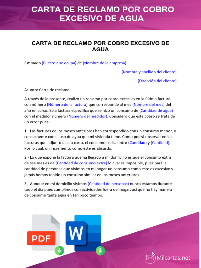 C Mo Hacer Un Reclamo Por Cobro Excesivo En El Recibo De Agua Images ...