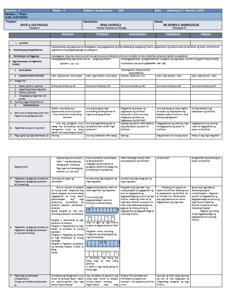 DLL - Esp 5 - Q3 - W3 | PDF