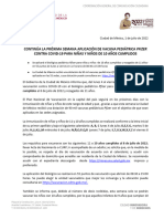 Continúa La Próxima Semana Aplicación de Vacuna Pediátrica Pfizer Contra Covid-19 para Niñas Y Niños de 10 Años Cumplidos