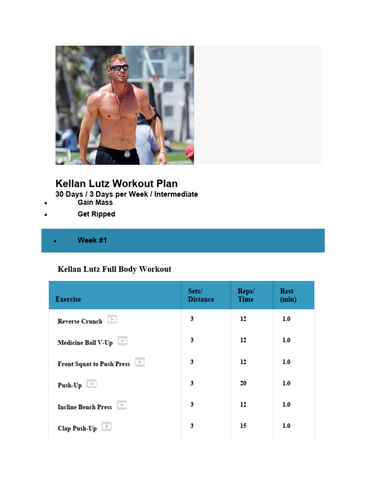 Kellan Lutz Workout Plan (Hercules) | PDF | Weight Training | Strength  Training, image size:768x1024