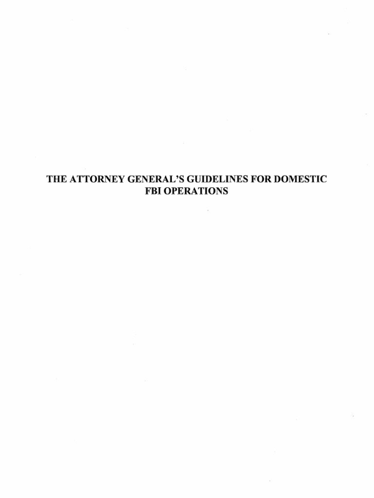 Guidelines For Domestic FBI Operations | PDF