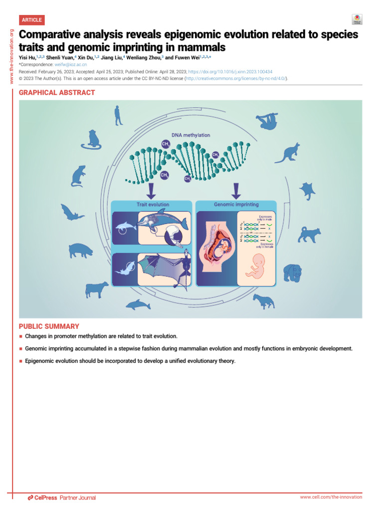 Comparative Analysis Reveals Epigenomic Evolution Related To Species ...