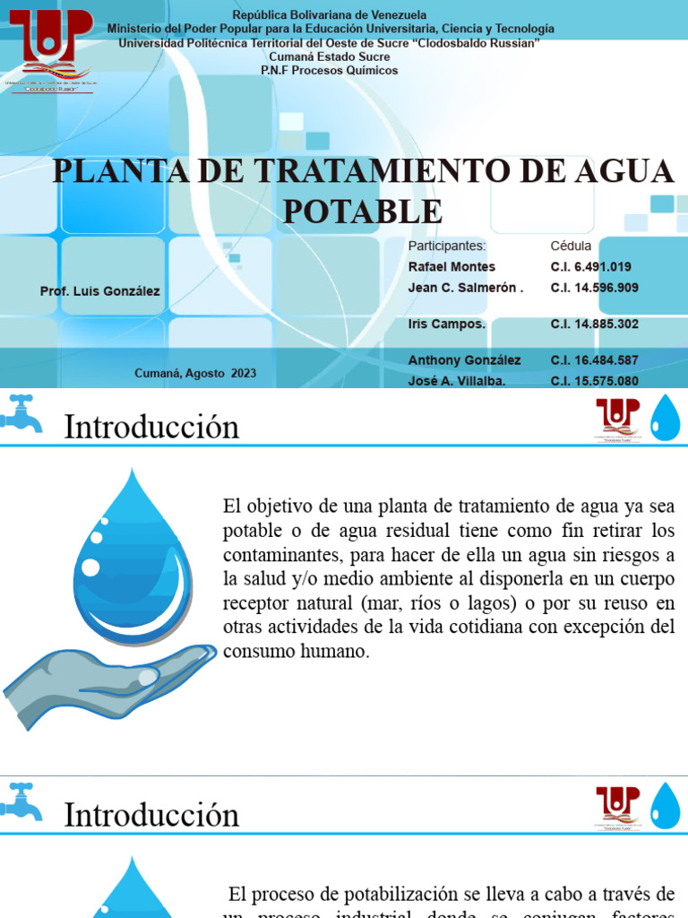 Proceso de Potabilización del Agua | PDF | Tratamiento de aguas ...