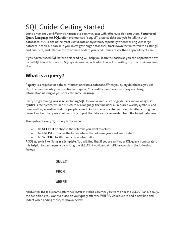SQL Guide | PDF | Sql | Databases