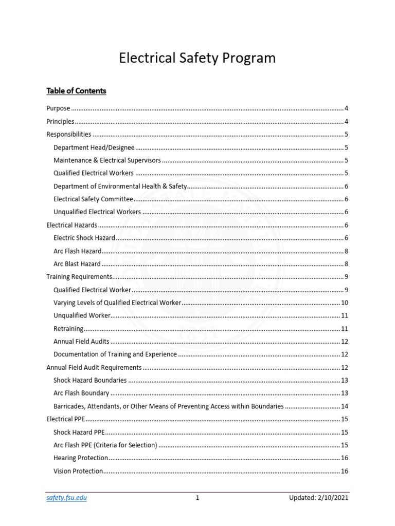 Electrical Safety Program Overview | PDF | Personal Protective ...
