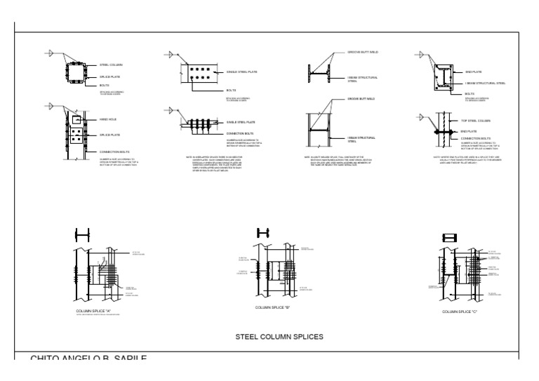 Steel Column Splice Connection Details | PDF | Column | Welding