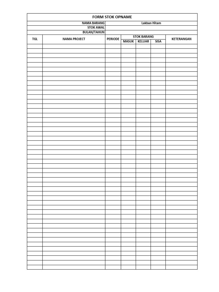 Form Stok Opname Lakban Hitam | PDF