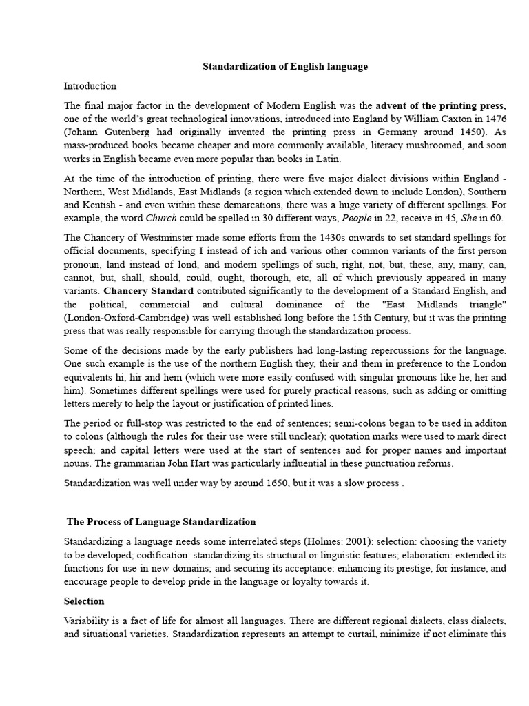 The Evolution of Standard English PDF Grammar English Language