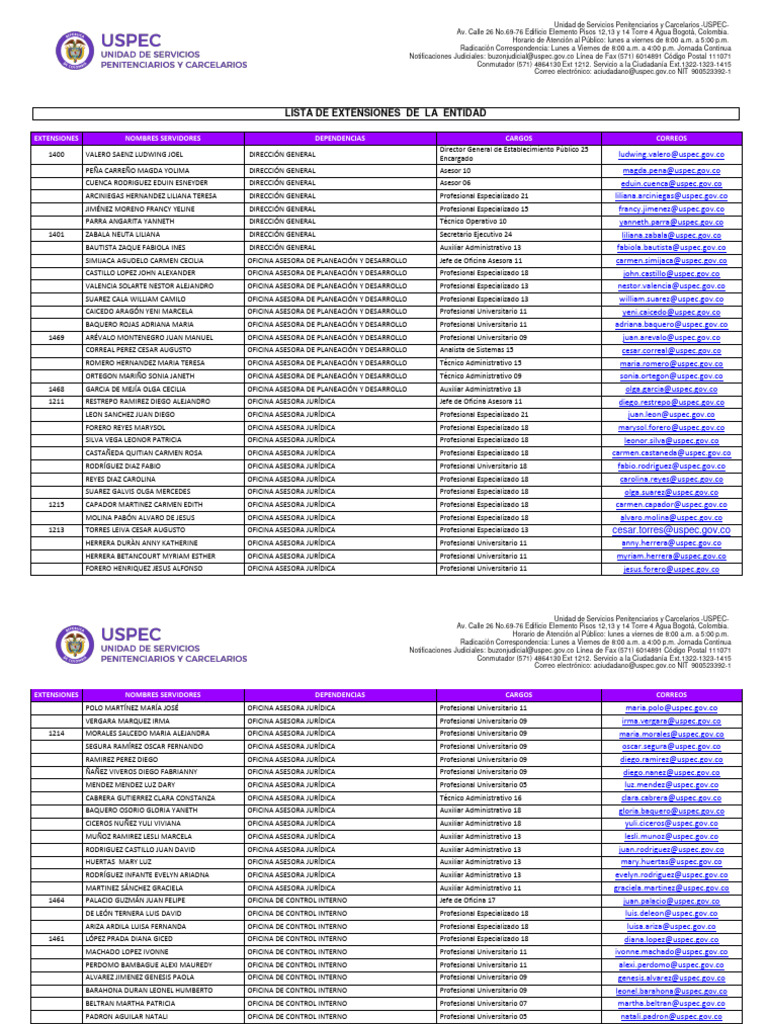 Información de Contacto USPEC | PDF | Ingeniería de Sistemas ...