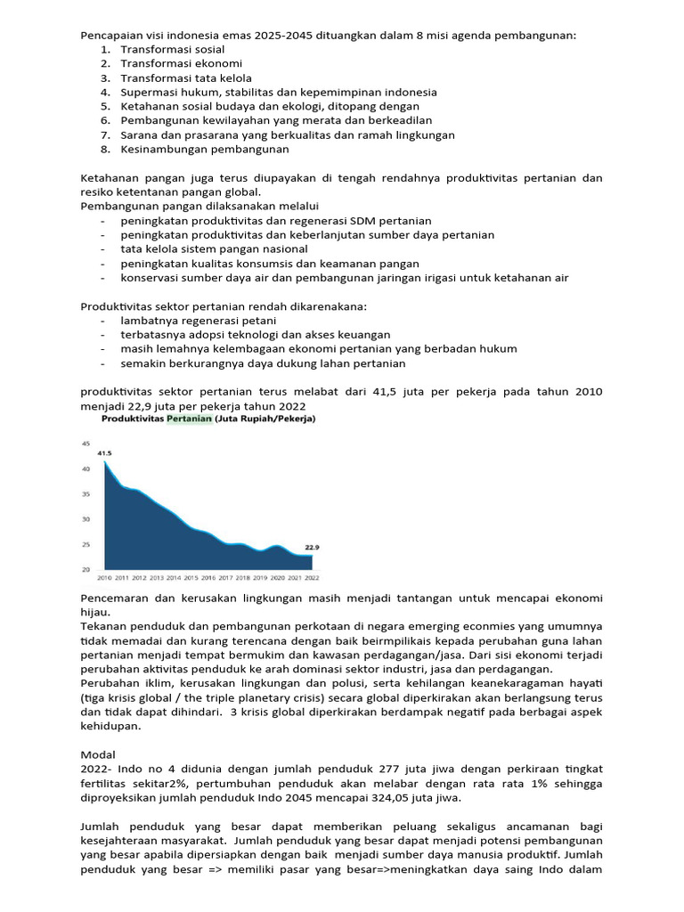  Indonesia Emas 2025 Bidang Pertanian 