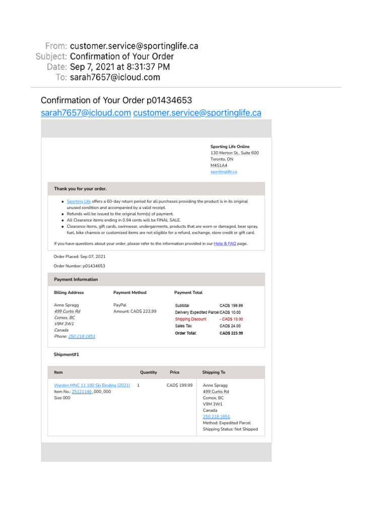 Order Confirmation and Return Policy | PDF | Receipt | Service Industries