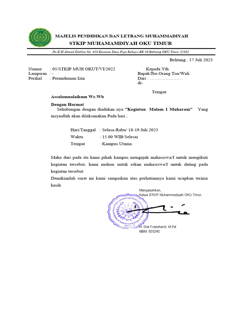 Surat Izin Kampus | PDF