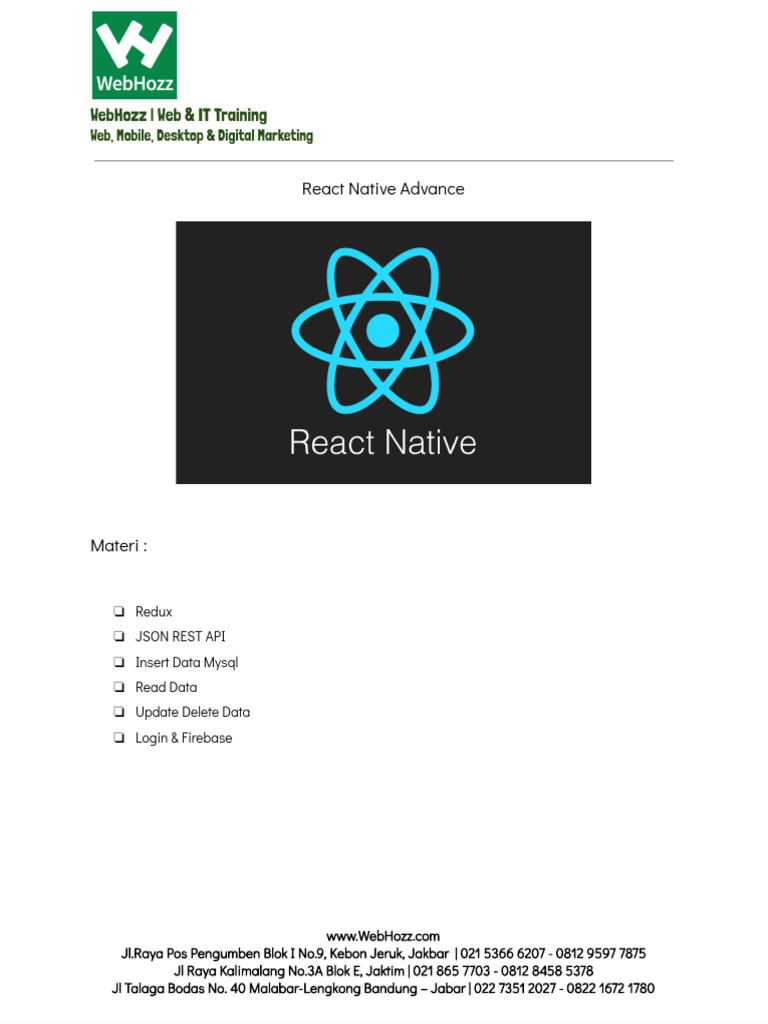 Syllabus React Native Advance - WebHozz | PDF