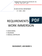 Requirements For Work Immersion