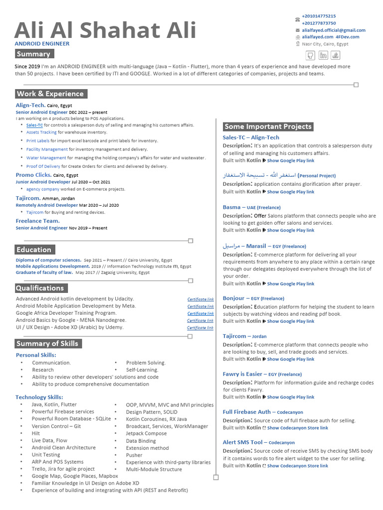 Ali Al Shahat - Android Engineer | PDF | Android (Operating System ...