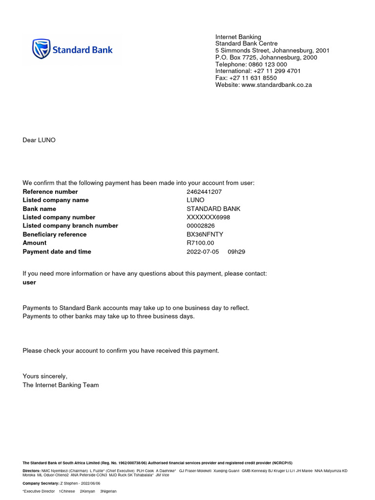 Reference number listed company name bank name listed company number