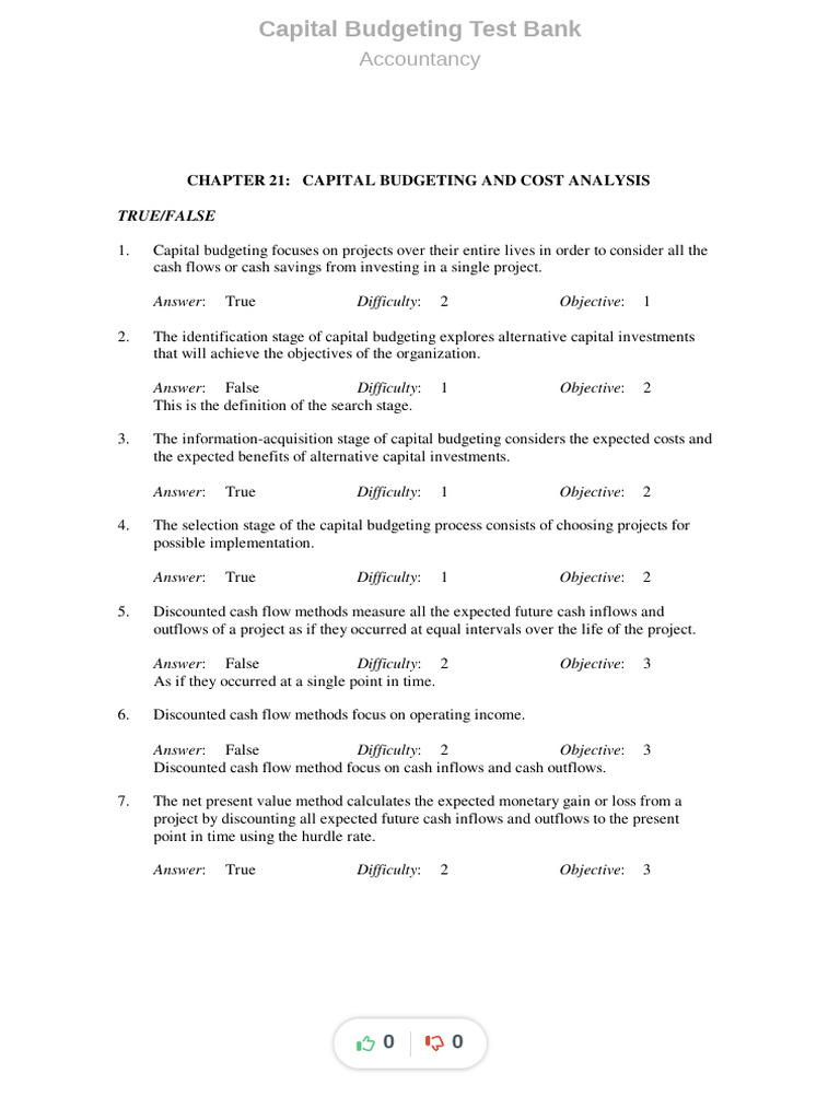Capital Budgeting Test Bank Overview | PDF | Depreciation | Net Present ...