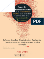 Instituto Navarro para la Igualdad - INAI (2016) Informe Anual de Seguimiento y Evaluación del Cumplimiento del III Acuerdo Interinstitucional para la Coordinación ante la Violencia contra las Mujeres en Navarra