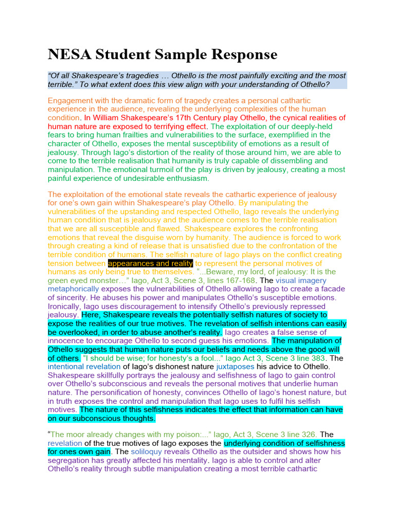Othello: Jealousy and Manipulation Analysis | PDF | Iago | Othello