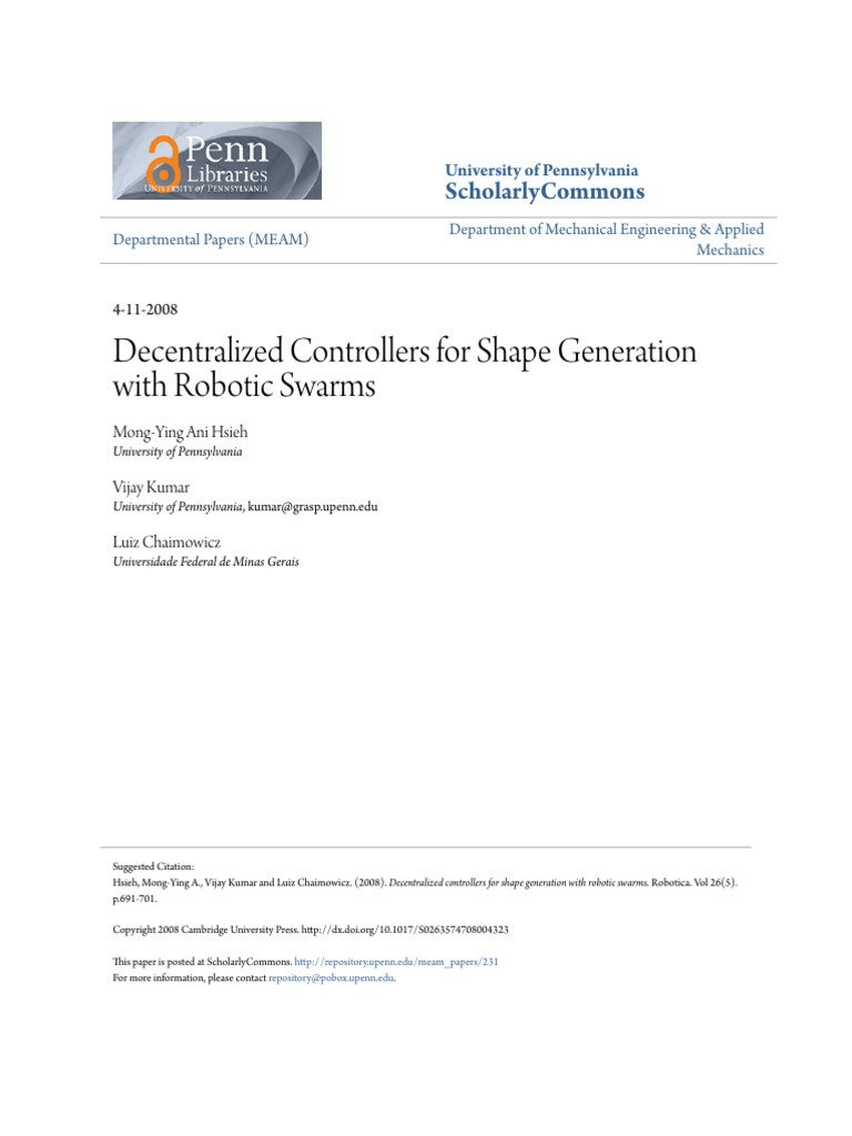Decentralized Controllers For Shape Generation With Robotic Swarms ...