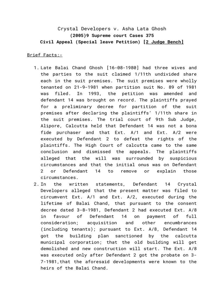 Case 1, Crystal Dev. Breif. | PDF | Lawsuit | Common Law