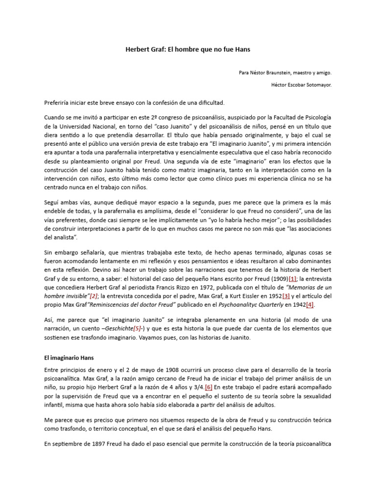 Herbert Graf y el caso Juanito | PDF | Complejo de Edipo | Sigmund Freud