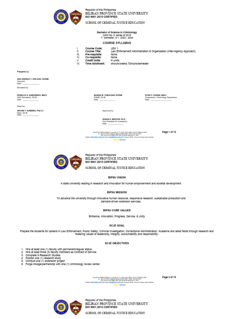 LEA 1: Law Enforcement Administration | PDF