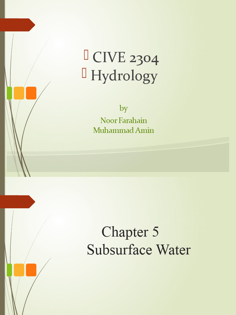 CIVE2304 C5 Subsurface Water | PDF | Aquifer | Groundwater