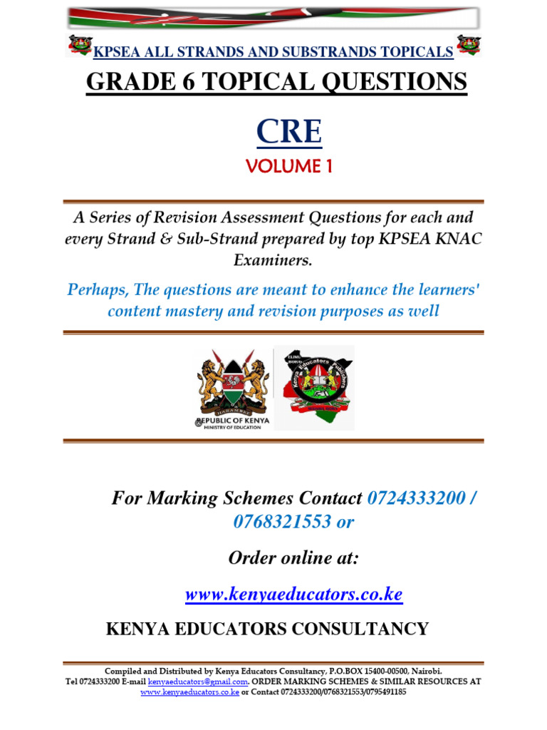 Cre Grade 6 Kpsea Topical Qns v1 | PDF | Jesus | Disciple (Christianity)