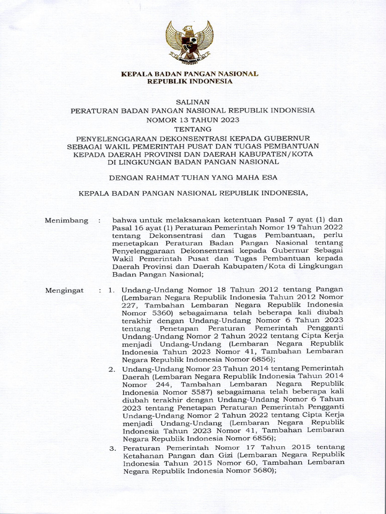 Salinan Perbadan Nomor 13 Tahun 2023 Dekonsentrasi Dan Tugas Pembantuan