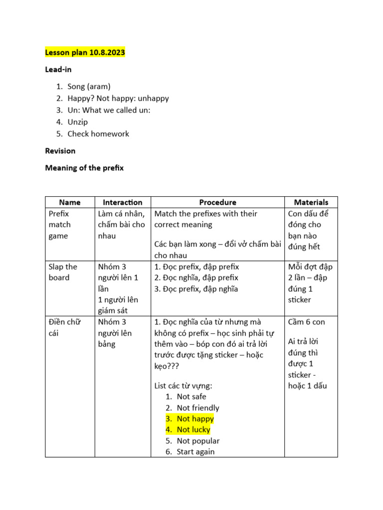 Lesson Plan 10.8.2023 Lead-In | PDF