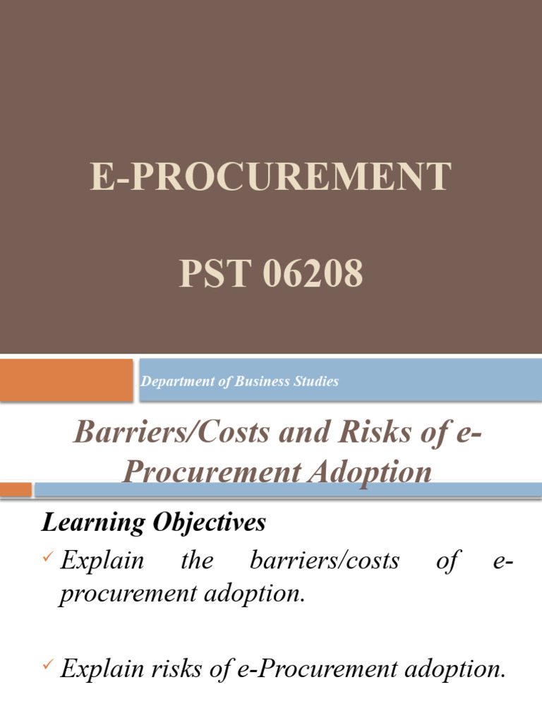 Barriers and Risks of E-Procurement | PDF | Procurement | Risk