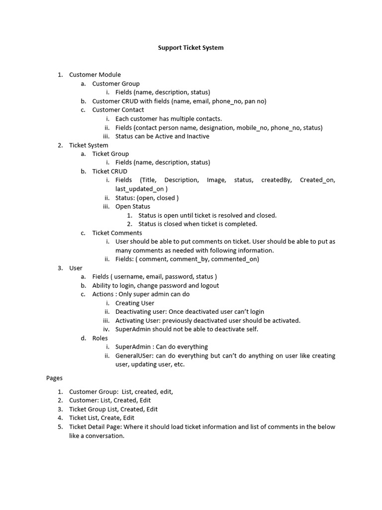 Support ticket system pdf