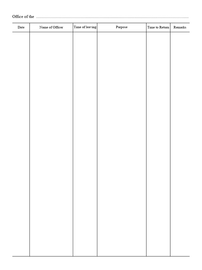 Movement Register Blank PDF