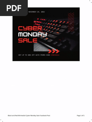 Black and Red Minimalist Cyber Monday Sale Facebook Post