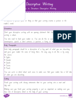 Descriptive Writing - Structure Sheet