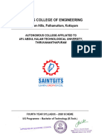 B.tech. Fourth Year Syllabus - 2020 Scheme