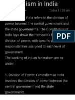 Working of Federalism