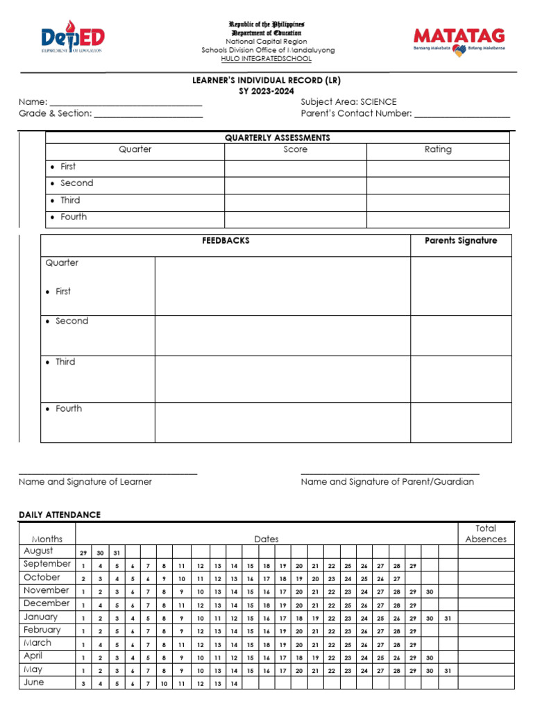 Individual Learners Record LR | PDF