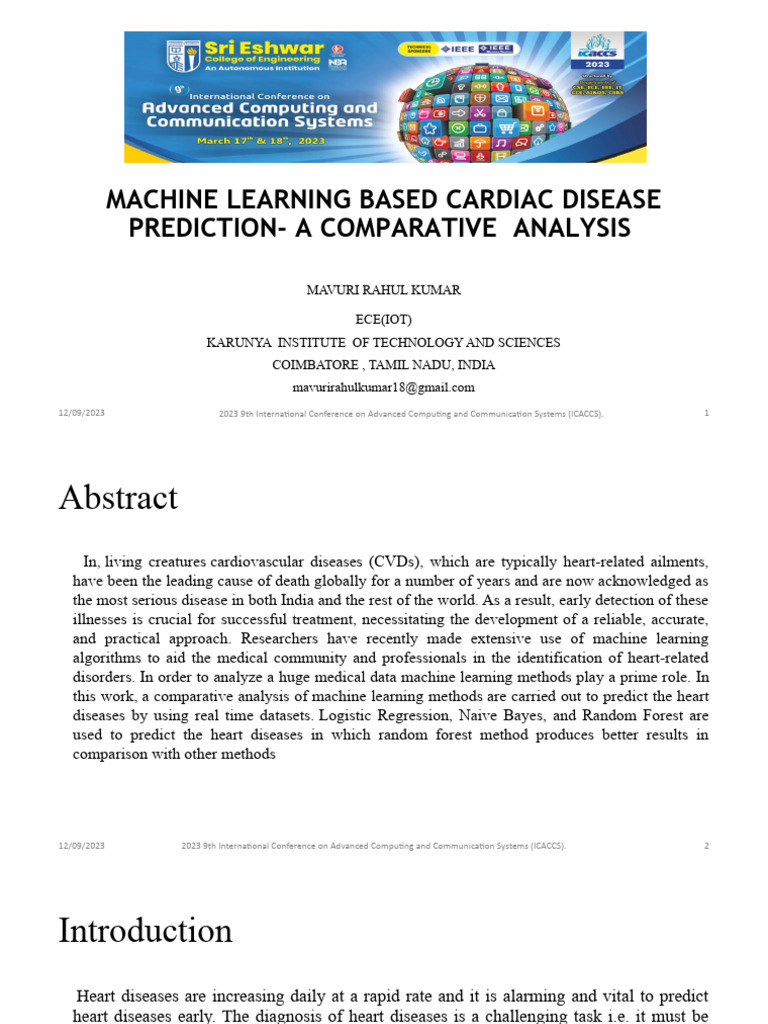 Cardiac Disease Prediction via ML | PDF | Machine Learning | Learning