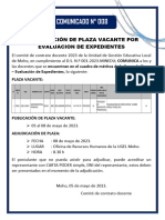 Comunicado 008 Segunda Etapa Evaluacion de Expedientes