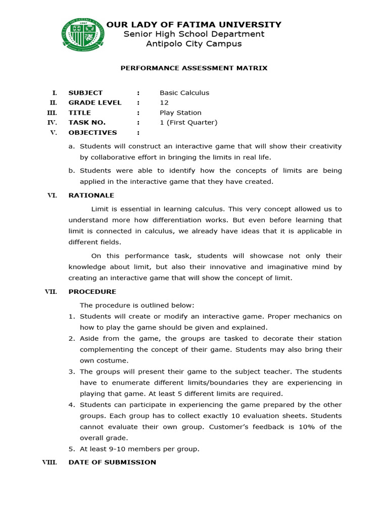 Shs Bsccal 1st Quarter Performance Task 2023 | PDF | Learning ...