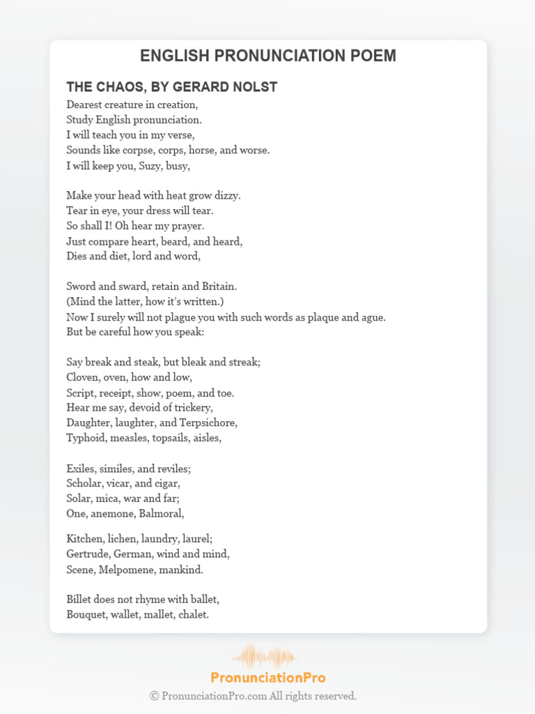 English pronunciation poem pdf