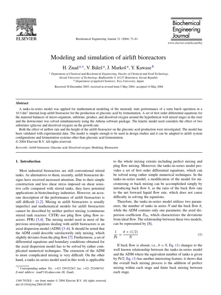 Modeling and Simulation of Airlift Bioreactors | PDF | Process ...