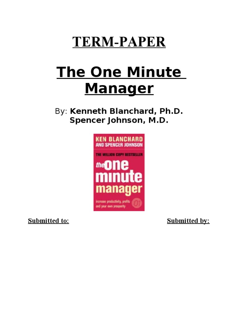 The One Minute Manager Goal Setting Motivation