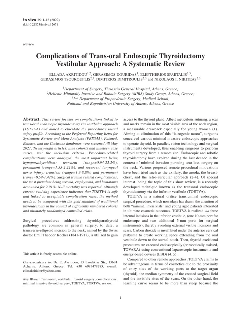 In vivo 36 1 thyroidectomy pdf surgery larynx