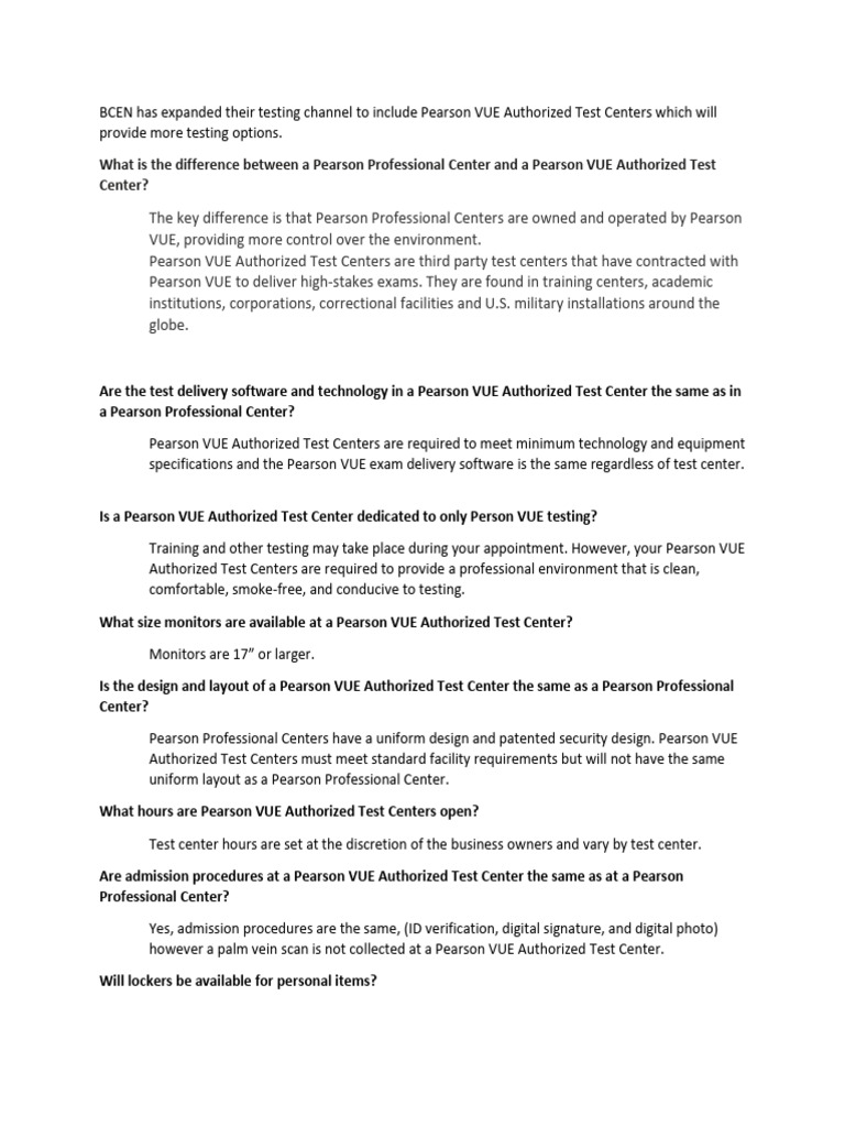 Bcen authorized test center faqs pdf disinfectant